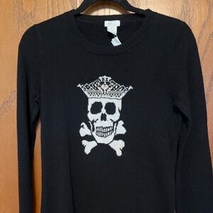 Goats black cashmere skull sweater with crystal crown detail